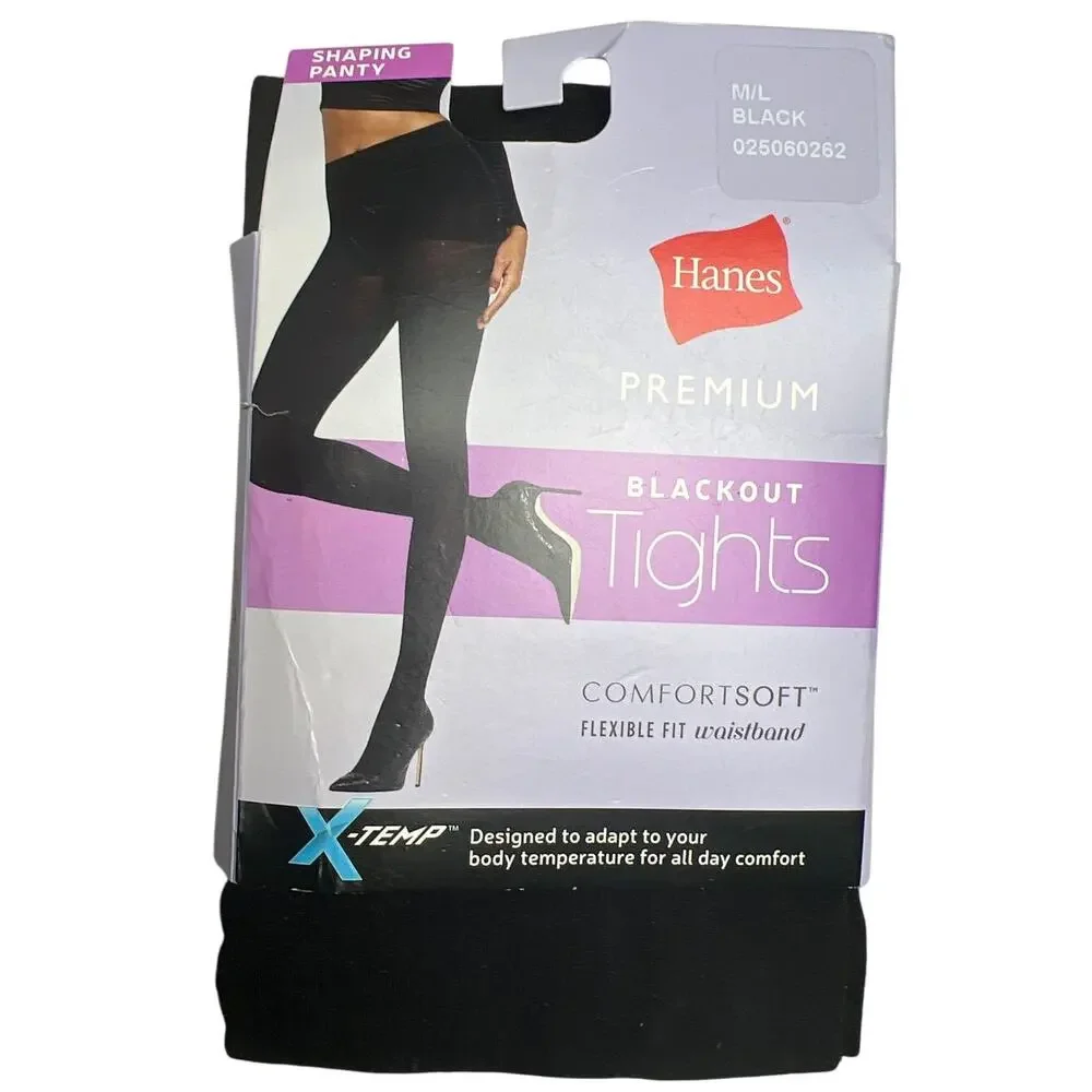 Hanes Premium Blackout Tight Comfort Soft Black M/L NWT
